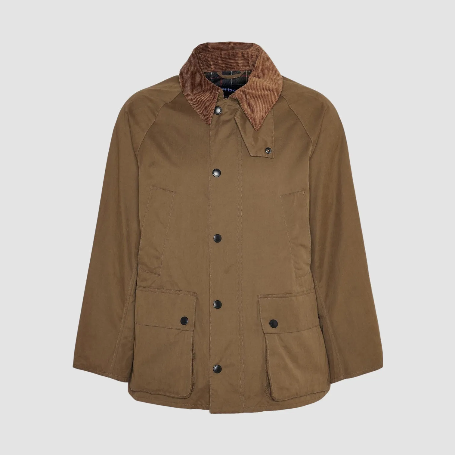 Barbour Peached Oversized Bedale Casual Jacket Dark Sand Taped Seam Construction