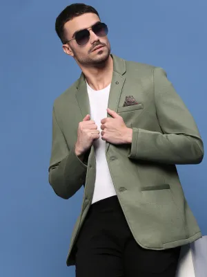 Men's Green Slim Fit Single Breasted Casual Blazers TearResistant Reinforcements