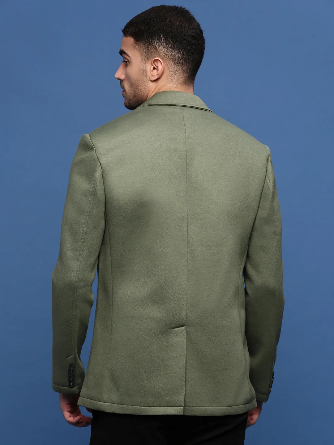 Windproof Thermal Shell HeatReflectiveLining Men's Green Slim Fit Single Breasted Casual Blazers