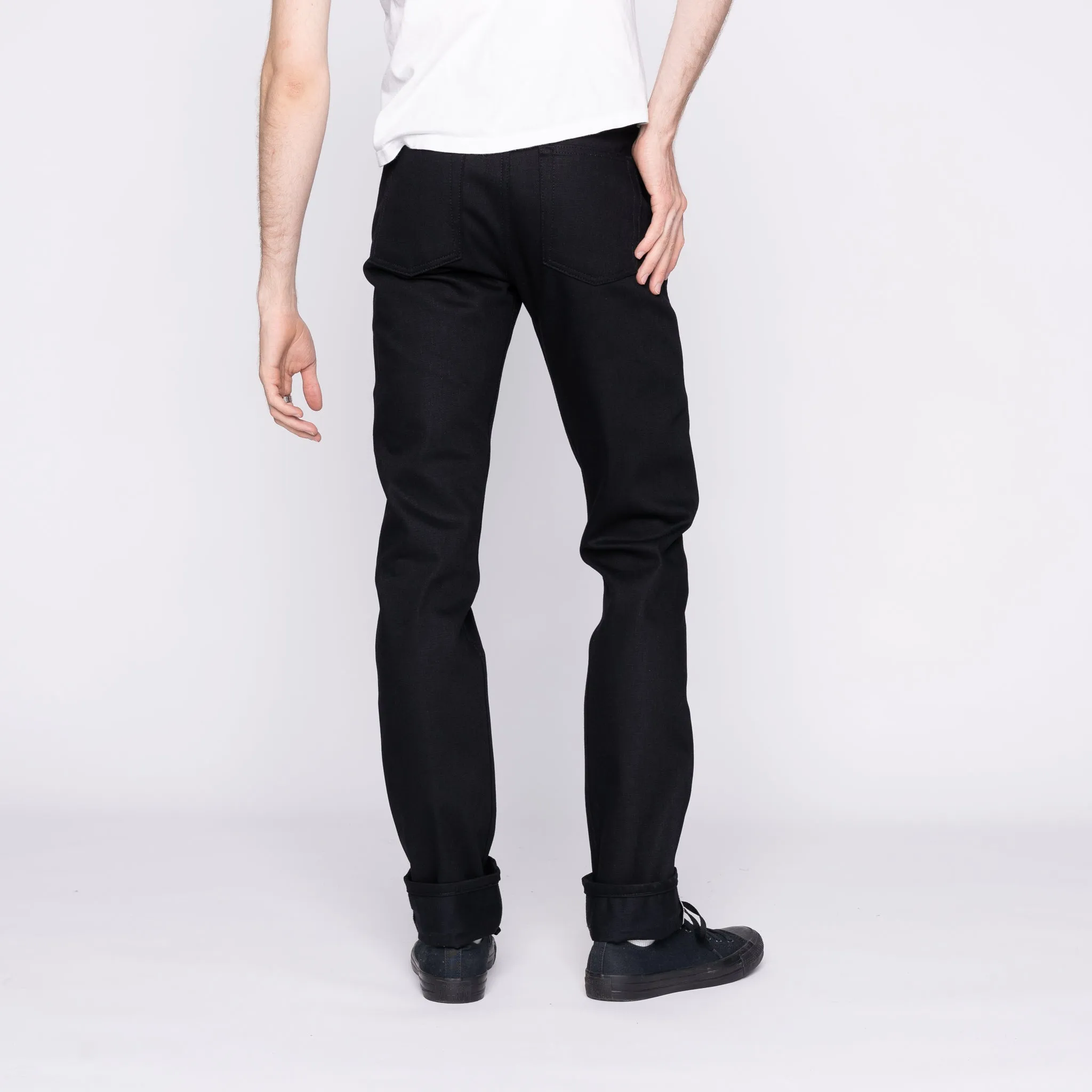 Timeless Look Chic Style Weird Guy - Solid Black Selvedge - 36" Long Inseam