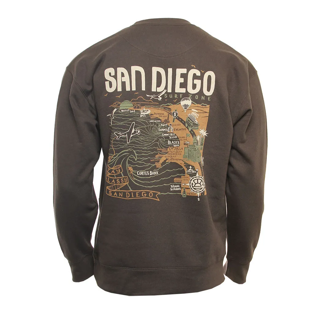 Hansen Mens Sweatshirt San Diego Map Crew Comfortable Layers Hoodie Fashion