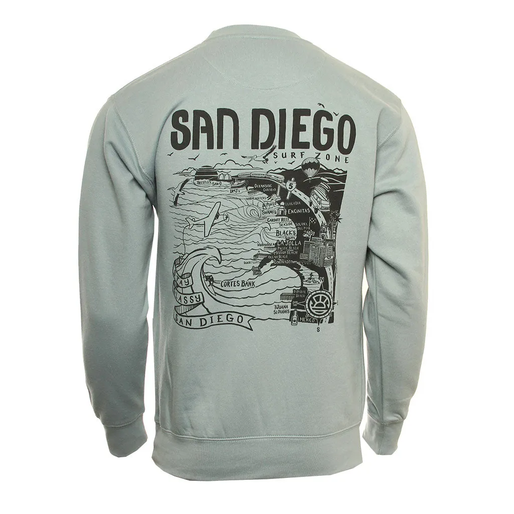 Hansen Mens Sweatshirt San Diego Map Crew product discount Casual Style