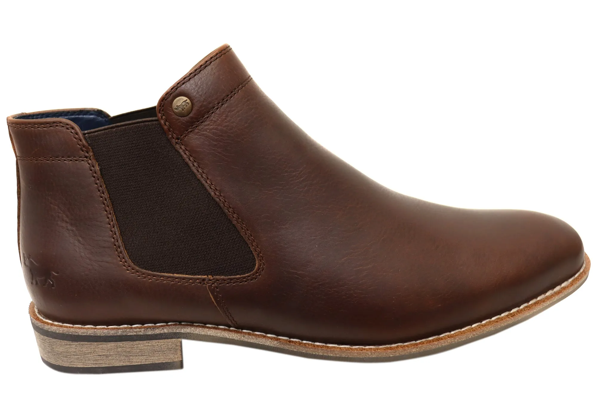 Wild Rhino Drake Mens Comfortable Leather Chelsea Dress Boots Clean Cut Resistant Layer