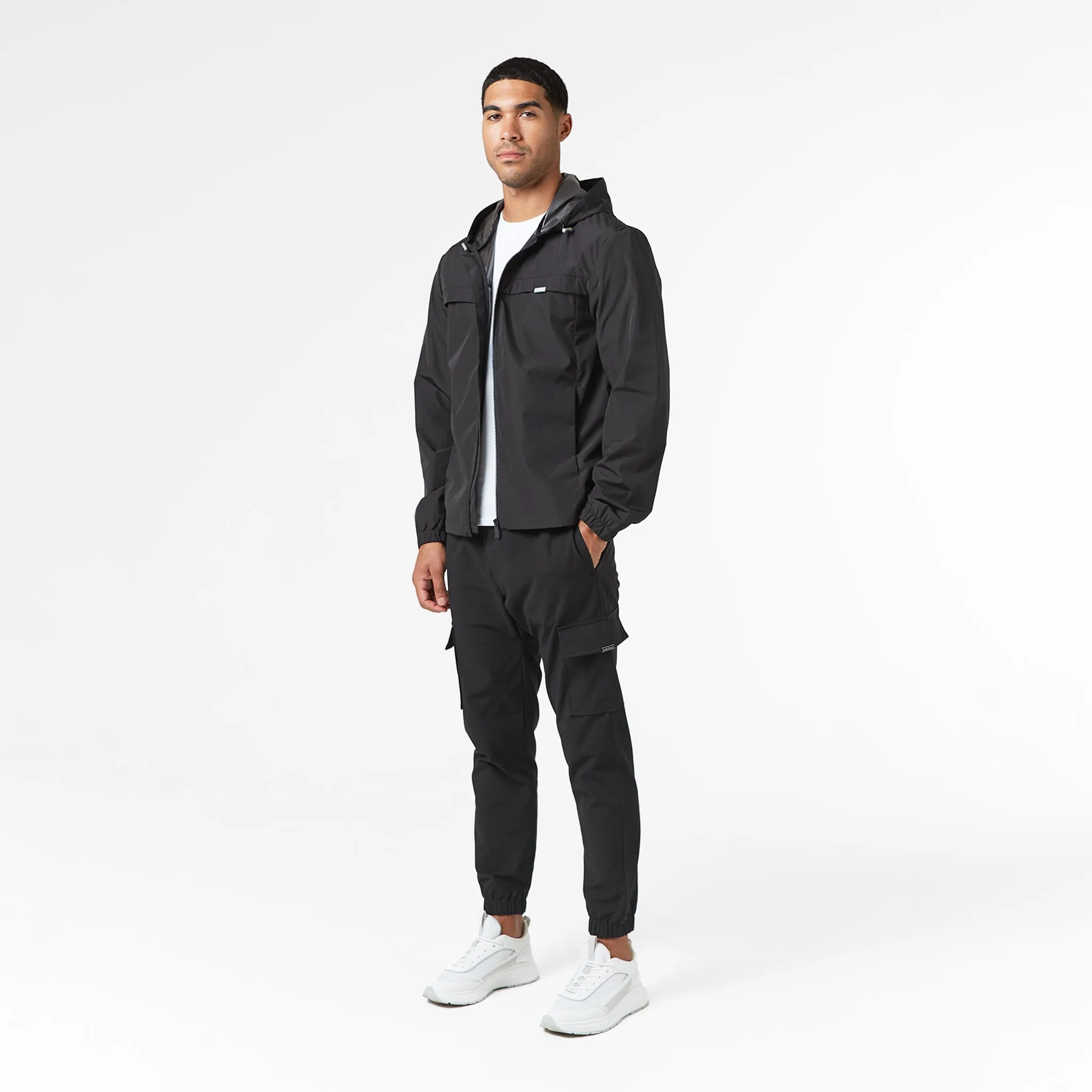 Removable Hood Smart Windbreaker | Black