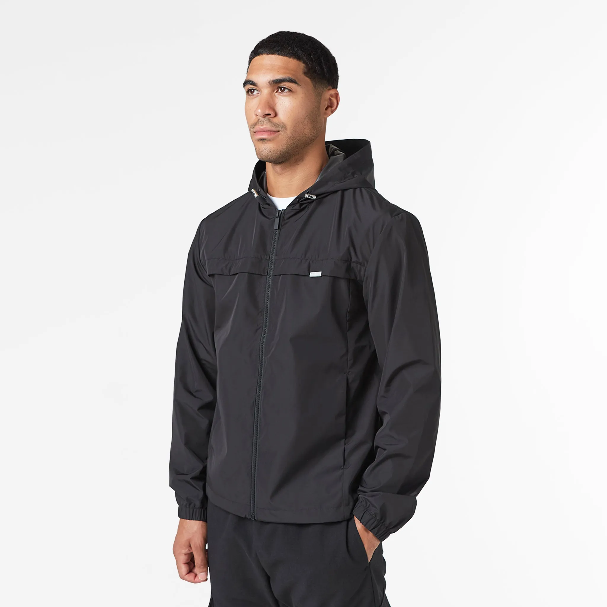 Reinforced Collar Structure Smart Windbreaker | Black