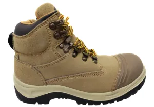 Woodlands New Darwin Mens Leather Steel Toe Cap Work Boots light texture