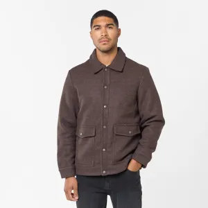 Breezy Layer Option Ergonomic Shoulder Cut Wool Button Up Overshirt | Brown