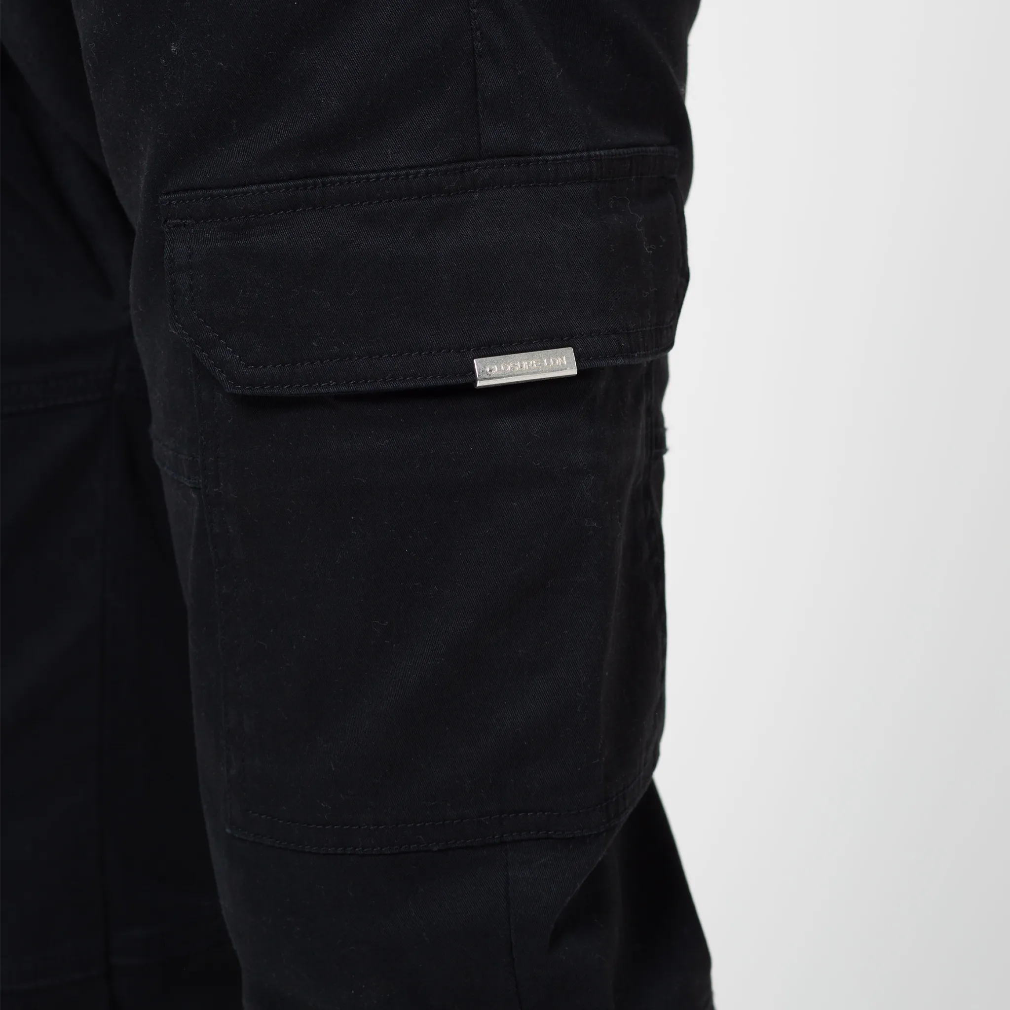 Washed Open Hem Cargo Pants | Black Flexible Performance Wear