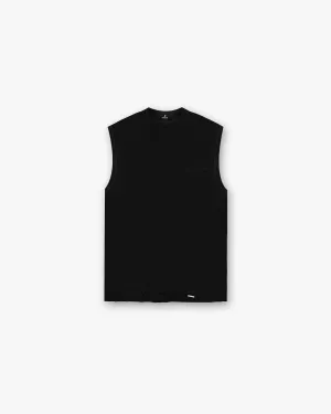 Collared Christmas Slub Tank - Jet Black