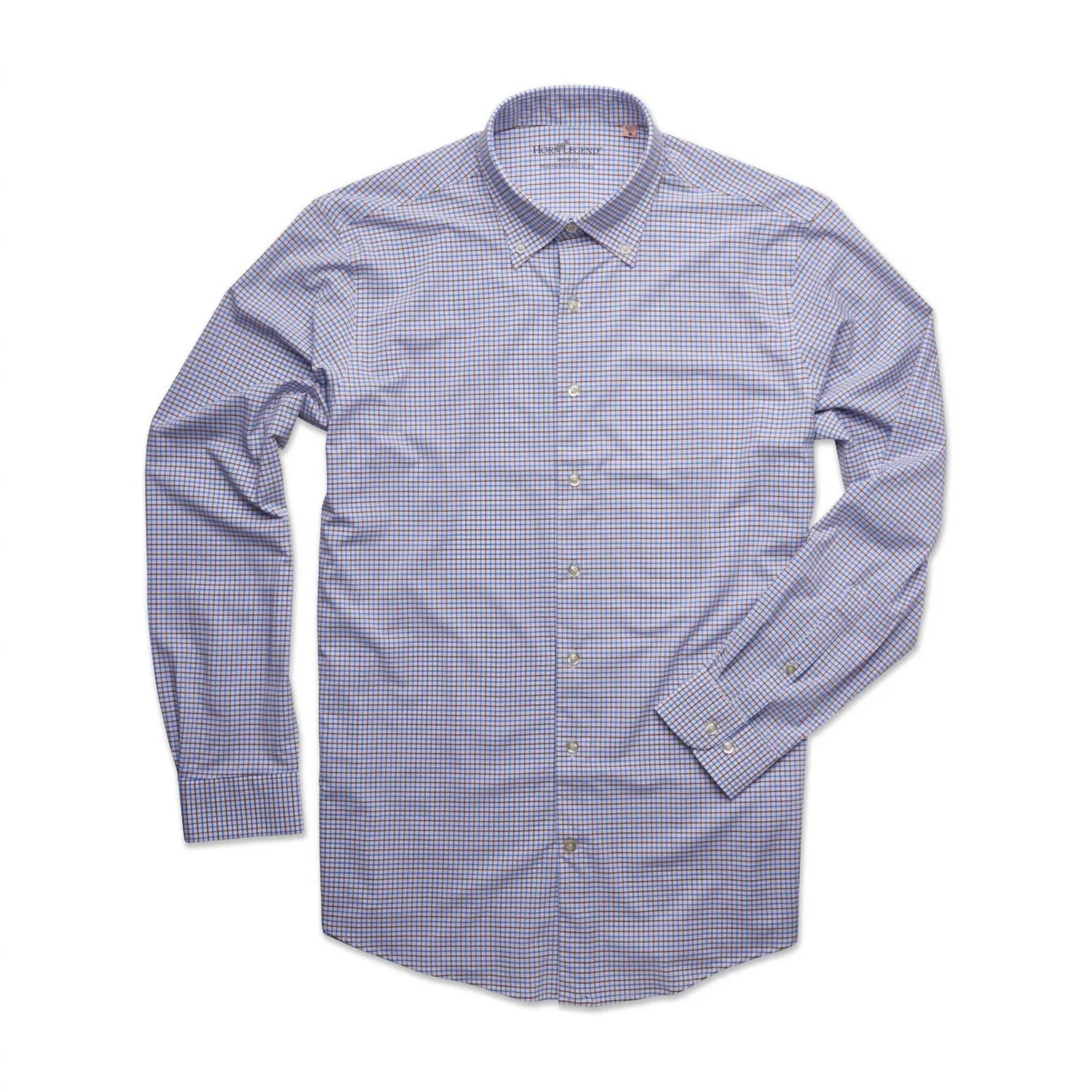 Anti Pilling Treatment Men's Mockingbird Performance Woven Sport Shirt In Blue/brown