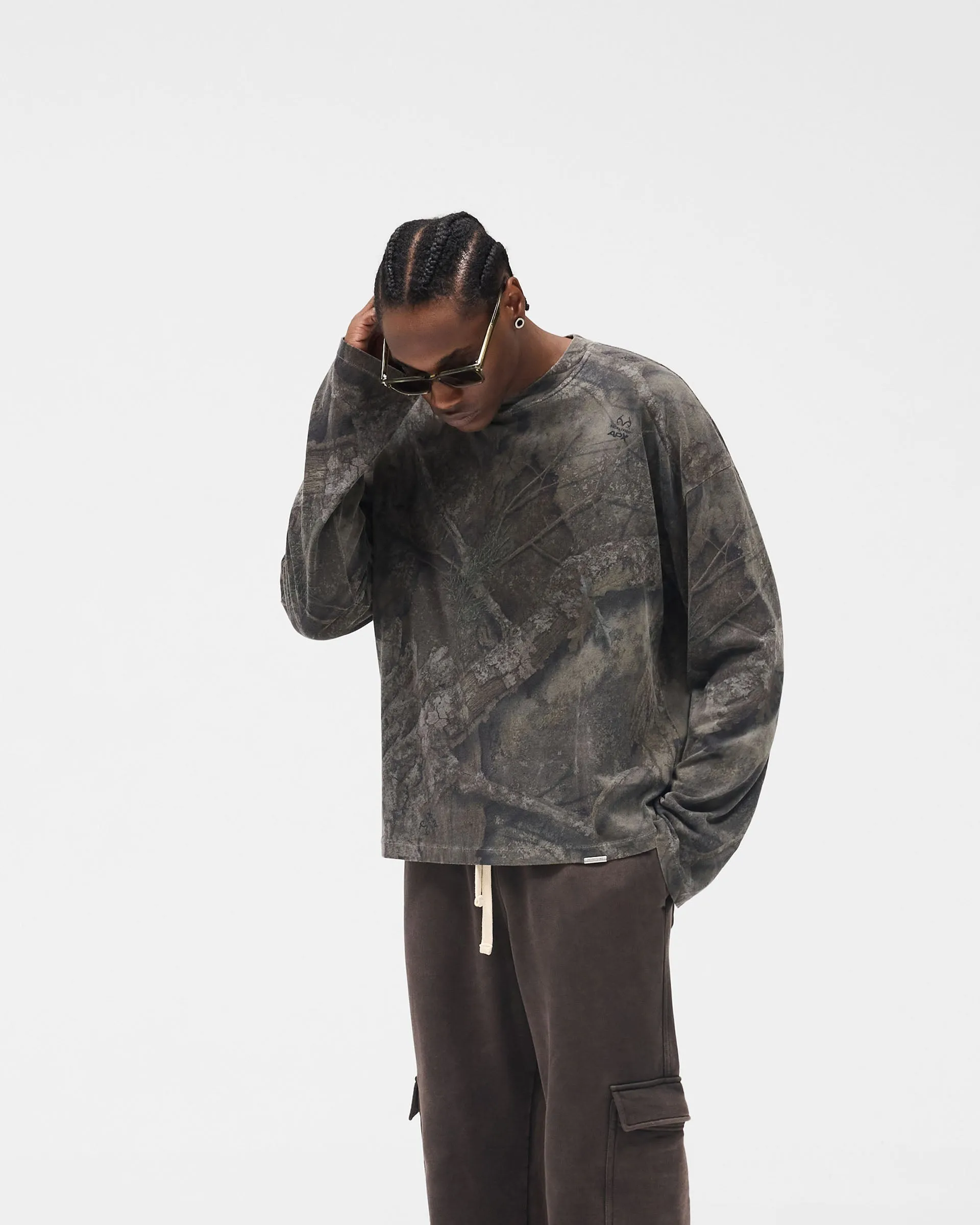 Initial Overdye Realtree? Long Sleeve T-Shirt - Overdyed Black Stretchable Knit