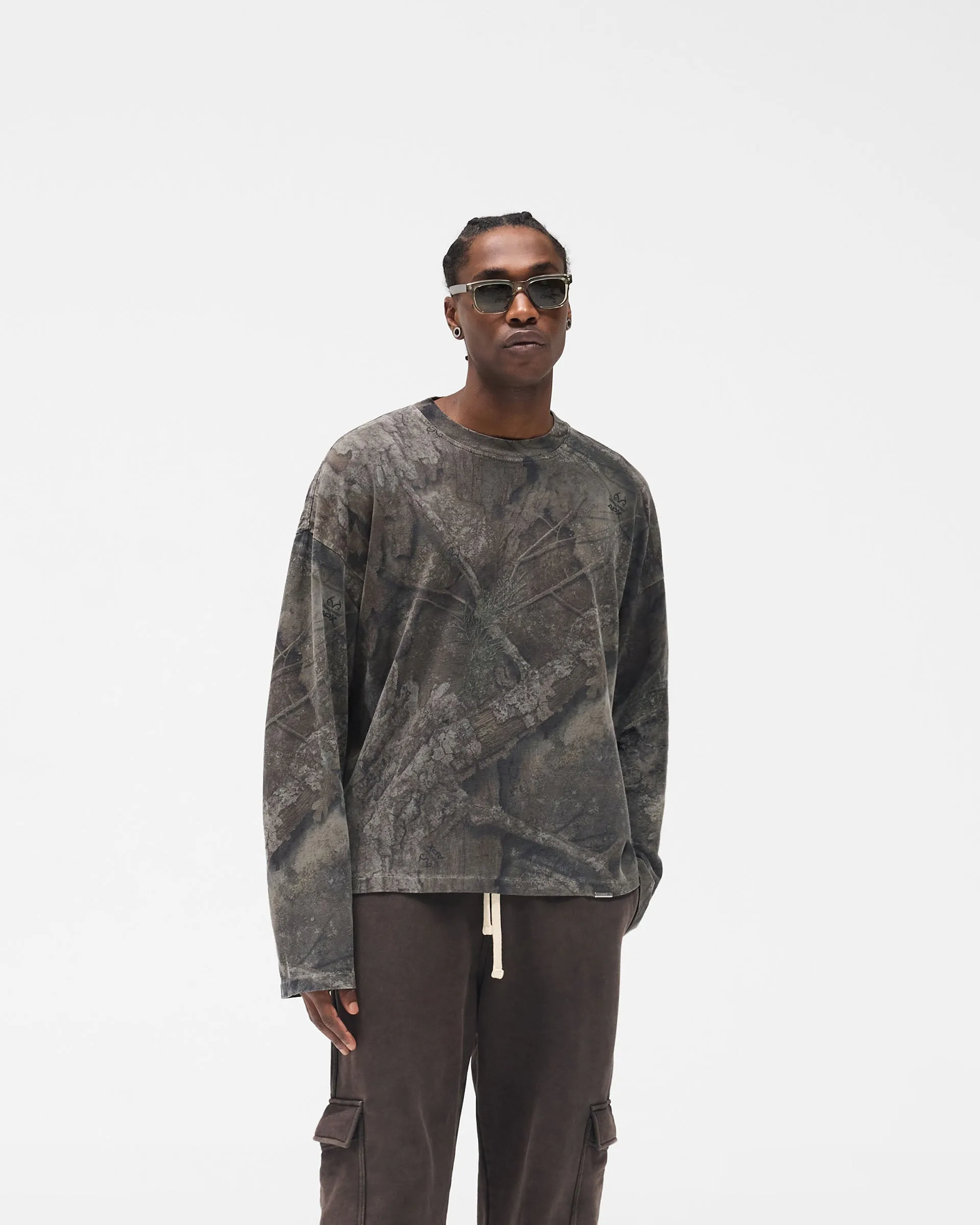 Initial Overdye Realtree? Long Sleeve T-Shirt - Overdyed Black fade resistant color