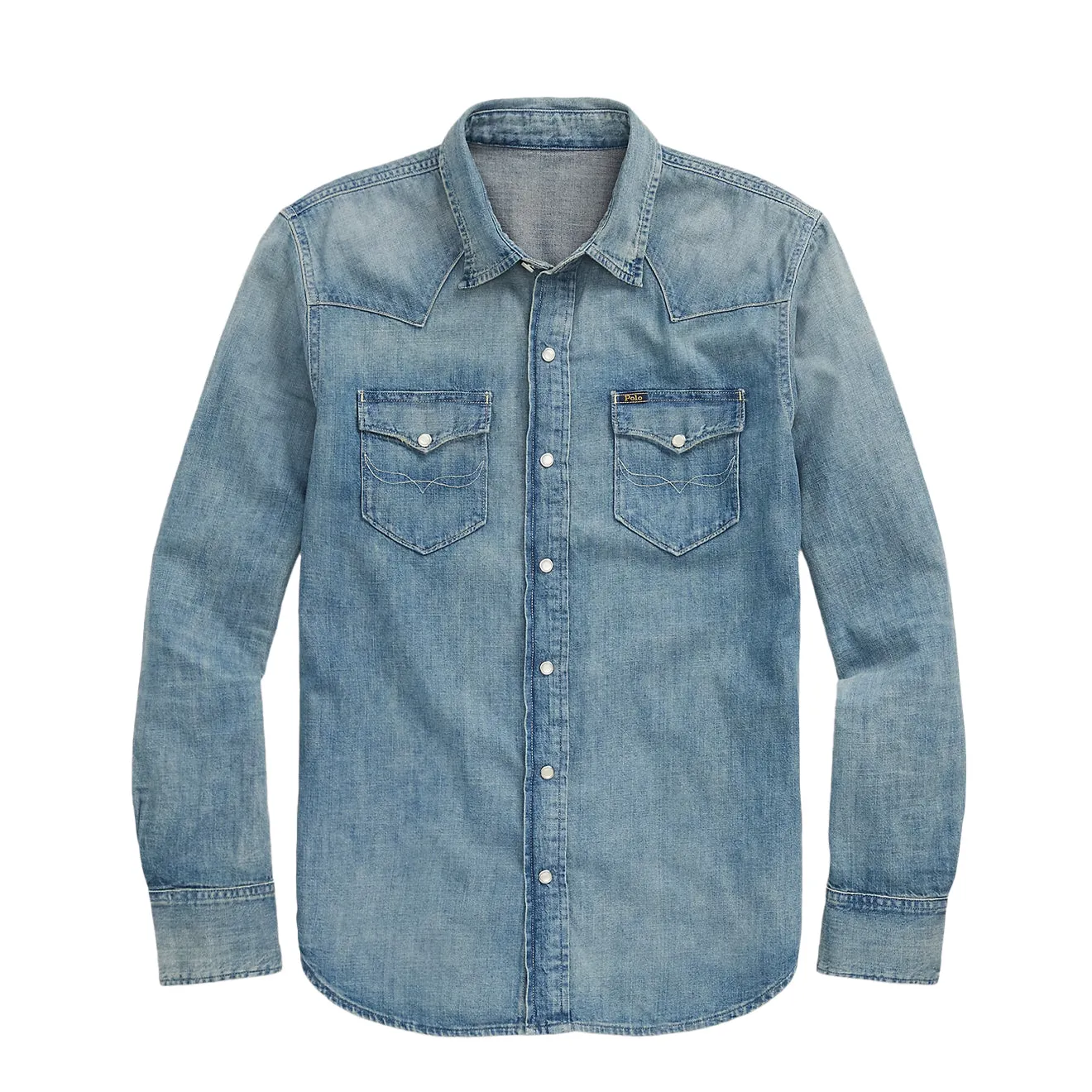 Polo Ralph Lauren Slub Denim Western Shirt RL Western Smooth zipper closure