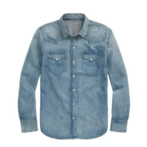 Polo Ralph Lauren Slub Denim Western Shirt RL Western Smooth zipper closure